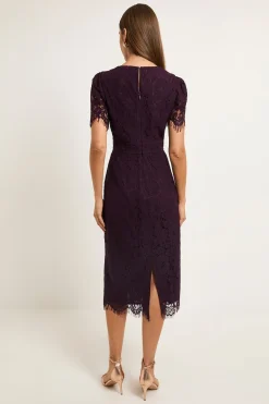 Robe Crayon Midi Avec Détails De Coutures En Dentelle
