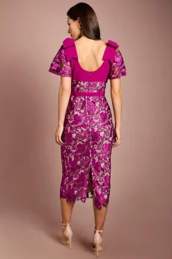 Coast Robe Crayon Midi Avec Nœud En Dentelle Aux Épaules<Femme Robes Mi-Longues|Satin Et Dentelle