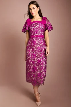 Coast Robe Crayon Midi Avec Nœud En Dentelle Aux Épaules<Femme Robes Mi-Longues|Satin Et Dentelle
