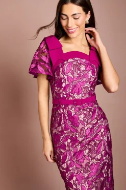 Coast Robe Crayon Midi Avec Nœud En Dentelle Aux Épaules<Femme Robes Mi-Longues|Satin Et Dentelle