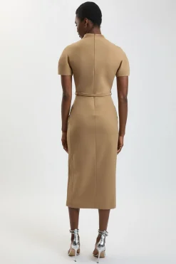 KarenMillen Robe Crayon Midi Cintrée Ajustée À Ceinture En Tissu Stretch Compact Petite<Femme Robes|Robes Mi-Longues