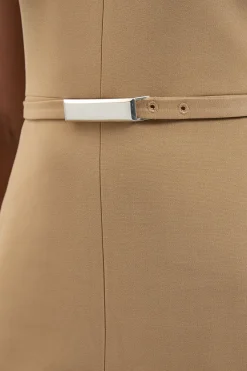 KarenMillen Robe Crayon Midi Cintrée Ajustée À Ceinture En Tissu Stretch Compact Petite<Femme Robes|Robes Mi-Longues