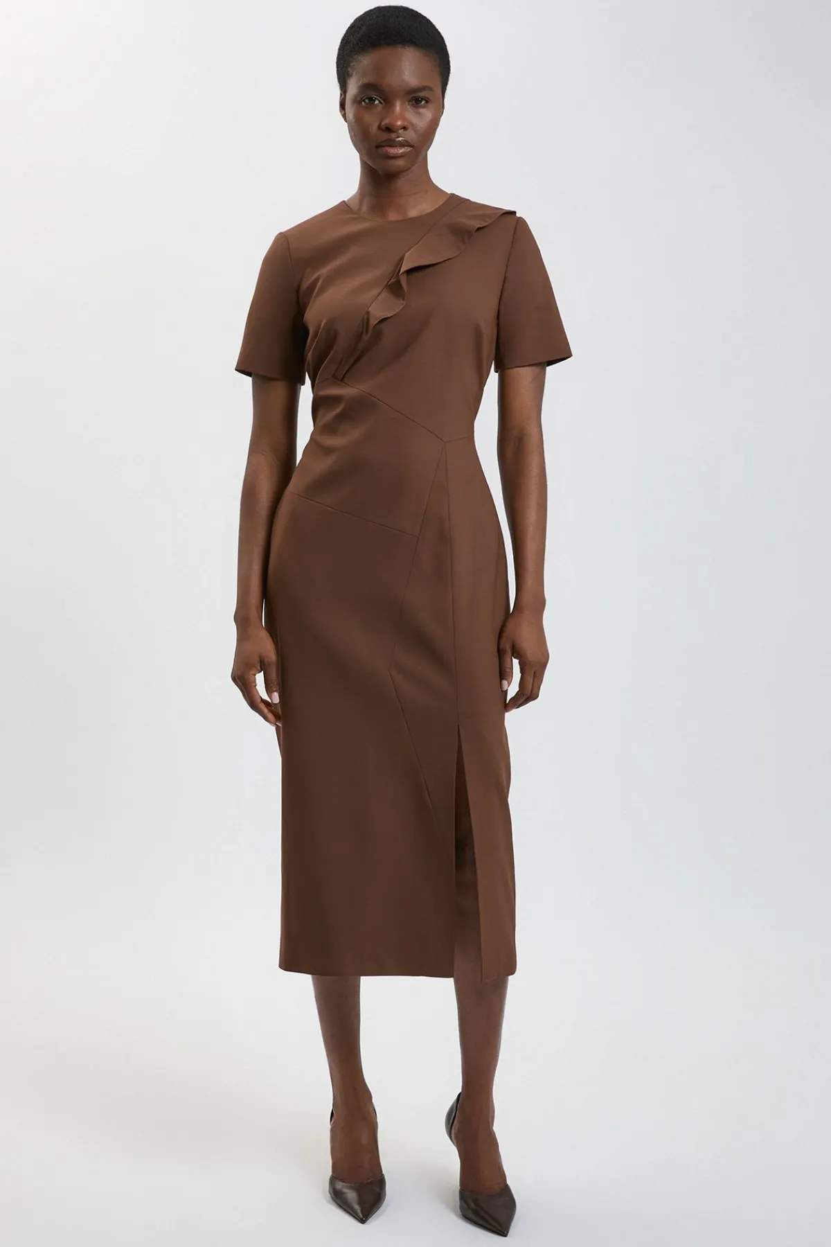 KarenMillen Robe Crayon Midi Cintrée Avec Détail De Pli<Femme Robes|Robes Mi-Longues