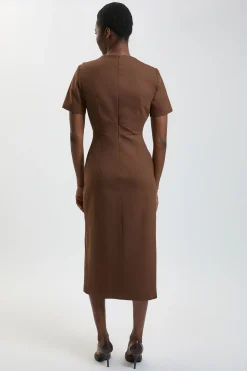 KarenMillen Robe Crayon Midi Cintrée Avec Détail De Pli<Femme Robes|Robes Mi-Longues