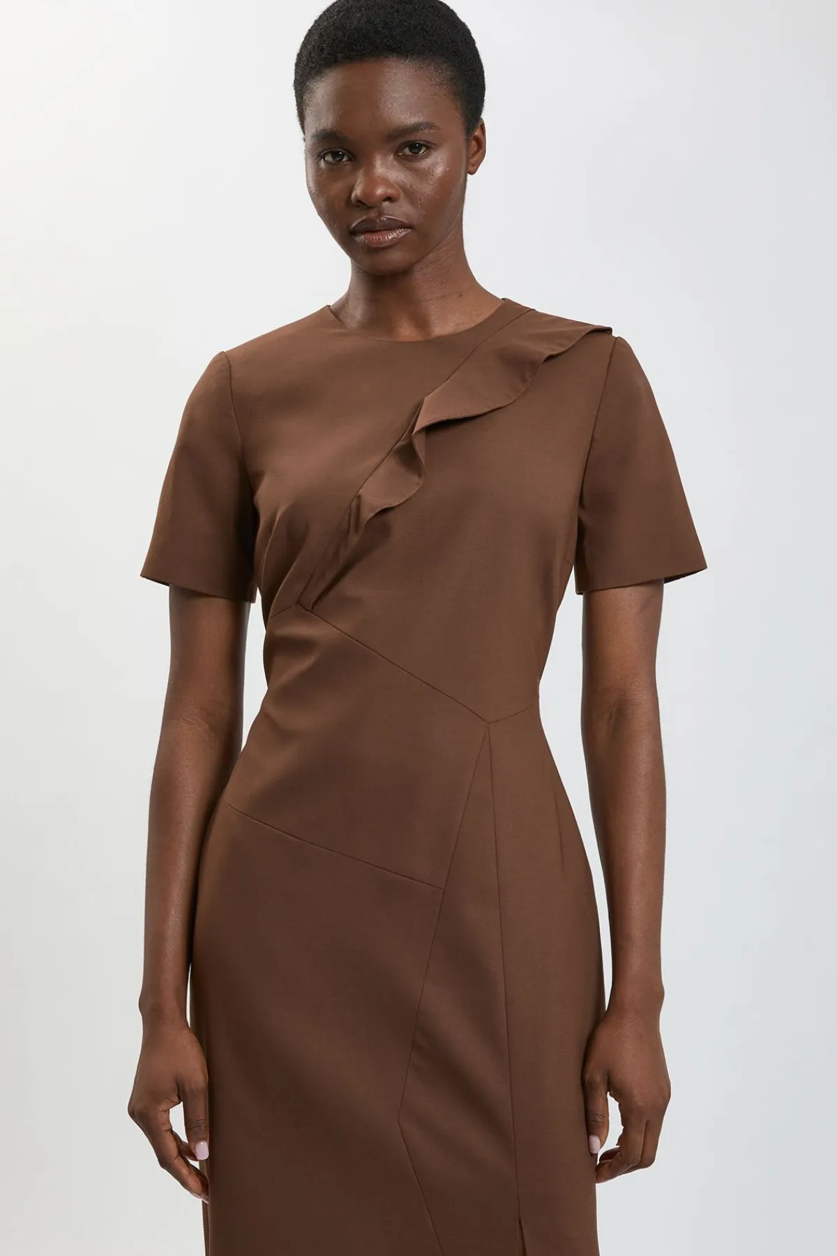 KarenMillen Robe Crayon Midi Cintrée Avec Détail De Pli<Femme Robes|Robes Mi-Longues