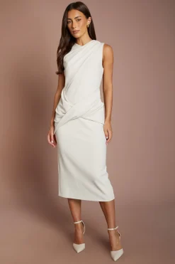 Robe Crayon Midi En Crêpe Avec Détail Croisé
