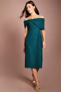 Coast Robe Crayon Midi En Dentelle À Épaules Dénudées<Femme Robes Mi-Longues|Satin Et Dentelle