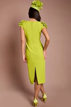 Coast Robe Crayon Midi Lisa Tan À Encolure En V Et Corsage À L'épaule<Femme Robes|Robes Mi-Longues