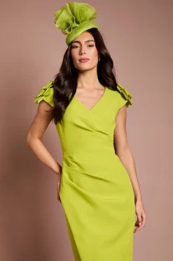 Coast Robe Crayon Midi Lisa Tan À Encolure En V Et Corsage À L'épaule<Femme Robes|Robes Mi-Longues