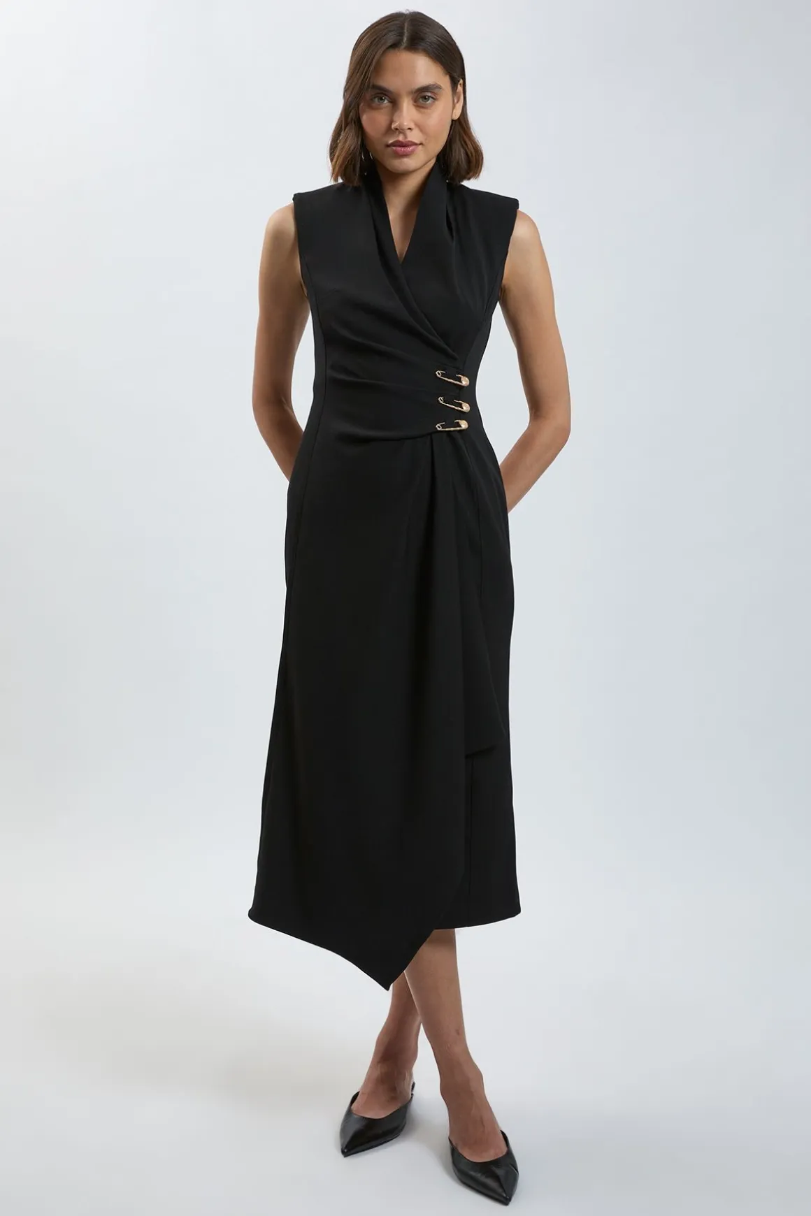 Robe Crayon Mi-longue Ajustée Avec Détails Pour Petite Taille