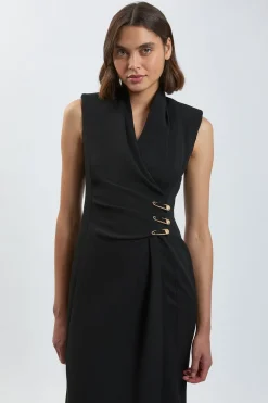 Robe Crayon Mi-longue Ajustée Avec Détails Pour Petite Taille