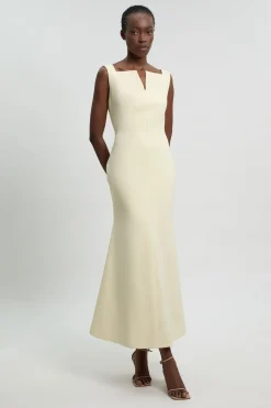KarenMillen Robe Crayon Mi-longue Ajustée En Stretch Compact À Col Montant Ésynthétiqueré<Femme Robes|Robes Mi-Longues
