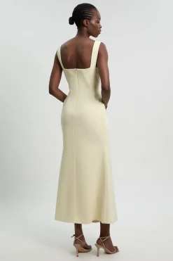 KarenMillen Robe Crayon Mi-longue Ajustée En Stretch Compact À Col Montant Ésynthétiqueré<Femme Robes|Robes Mi-Longues