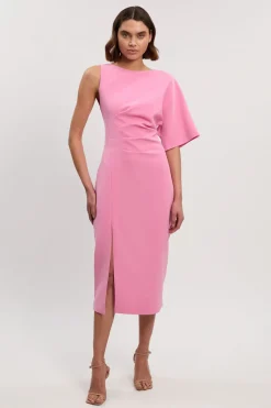 KarenMillen Robe Crayon Mi-Longue Asymétrique Ajustée Douce<Femme Tailleurs|Robes Mi-Longues
