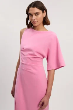 KarenMillen Robe Crayon Mi-Longue Asymétrique Ajustée Douce<Femme Tailleurs|Robes Mi-Longues
