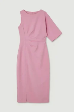 KarenMillen Robe Crayon Mi-Longue Asymétrique Ajustée Douce<Femme Tailleurs|Robes Mi-Longues