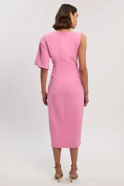 KarenMillen Robe Crayon Mi-Longue Asymétrique Ajustée Douce<Femme Tailleurs|Robes Mi-Longues