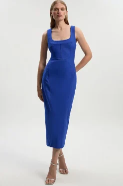KarenMillen Robe Crayon Mi-Longue à Corset Ajusté en Scuba avec Bretelles<Femme Tailleurs|Robes Corset