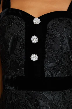 Coast Robe Crayon Mi-longue En Dentelle Satinée Avec Épaules À Nœuds En Velours<Femme Robes Mi-Longues|Satin Et Dentelle