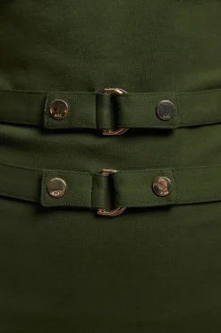 Robe Crayon Mi-Longue en Ponte avec Détail Ceinture