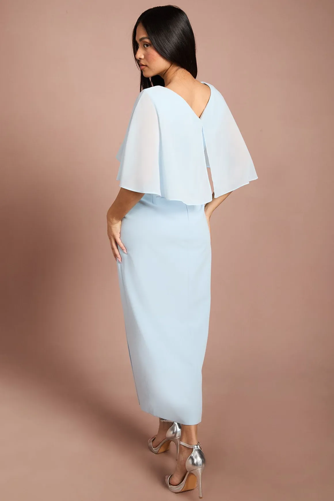 Robe Crayon Petite Avec Cape En Mousseline