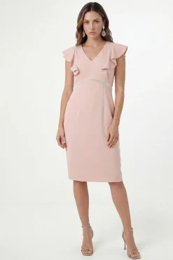 Wallis Robe Crayon Petite En Crêpe Ornée<Femme Robes|Robes Mi-Longues