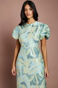 Coast Robe Crayon Petite À Manches Bouffantes En Jacquard Métallisé<Femme Robes|Toutes Les Robes