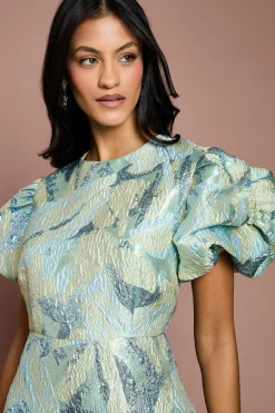 Coast Robe Crayon Petite À Manches Bouffantes En Jacquard Métallisé<Femme Robes|Toutes Les Robes