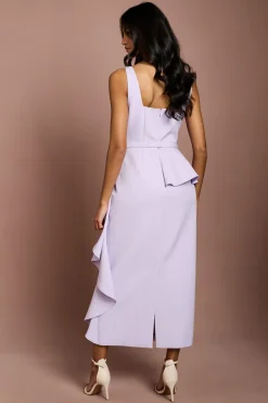 Coast Robe Crayon Petite Taille En Crêpe Avec Ceinture Et Jupe À Volants<Femme Robes|Robes Mi-Longues