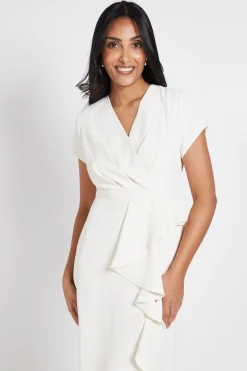 Robe Crayon Petite Taille En Crêpe Ajustée À Volants