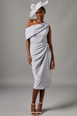 Robe Crayon à Une Épaule avec Détail Torsadé Devant