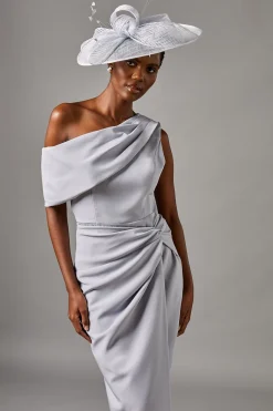 Robe Crayon à Une Épaule avec Détail Torsadé Devant