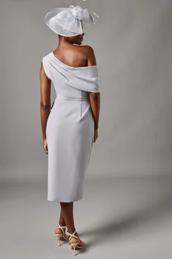 Robe Crayon à Une Épaule avec Détail Torsadé Devant