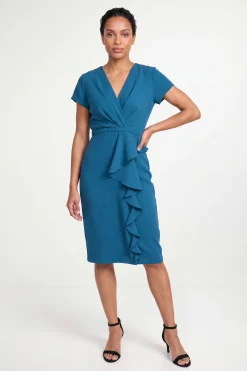 Wallis Robe Crayon À Volants En Crêpe Ajustée Petite<Femme Robes Mi-Longues|Robes