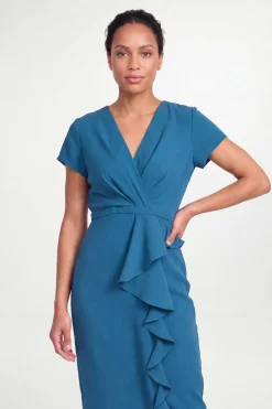 Wallis Robe Crayon À Volants En Crêpe Ajustée Petite<Femme Robes Mi-Longues|Robes