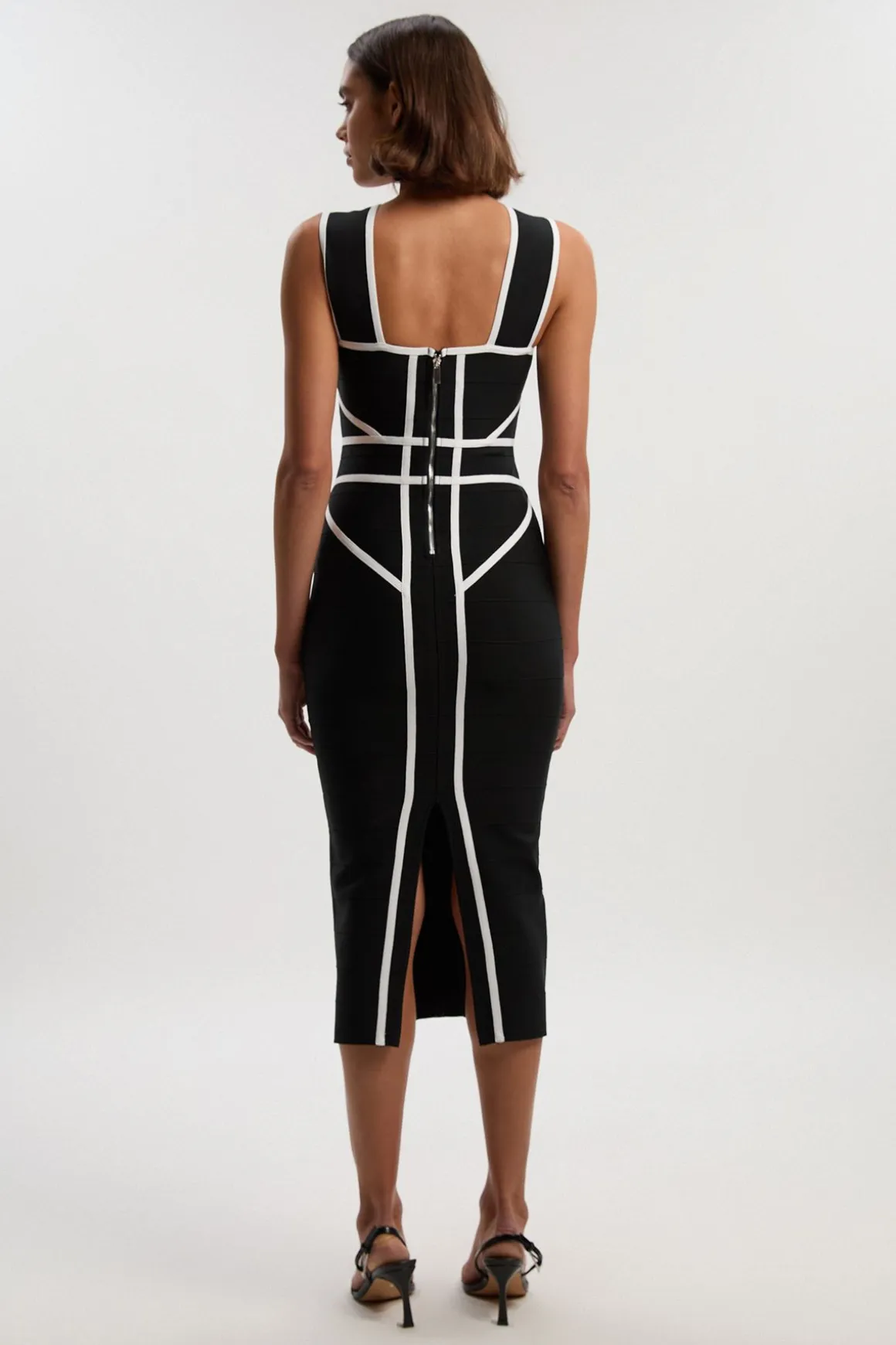 Robe Croisée Devant En Maille Bandage Avec Détails Contrastés