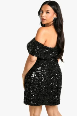 Robe décontractée bouclé grande taille à épaules dénudées