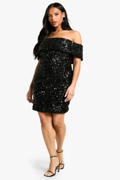 Robe décontractée bouclé grande taille à épaules dénudées