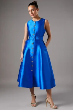 Robe de Bal Boutonnée avec Ceinture