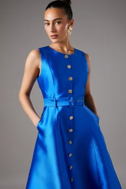 Robe de Bal Boutonnée avec Ceinture