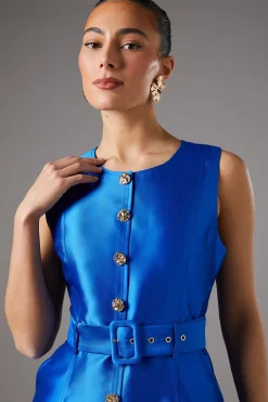 Robe de Bal Boutonnée avec Ceinture