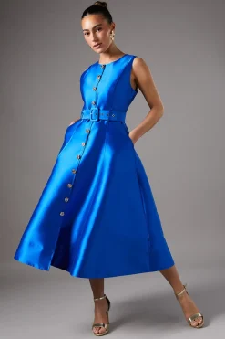 Robe de Bal Boutonnée avec Ceinture