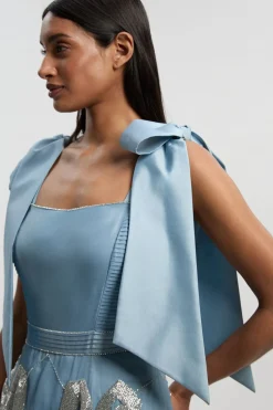 KarenMillen Robe de Bal en Organdi à Bretelles Ornée de Cristaux<Femme Robes Mi-Longues|Robes Bal De Promo