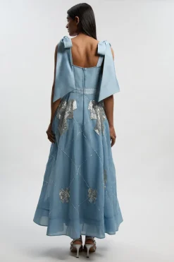 KarenMillen Robe de Bal en Organdi à Bretelles Ornée de Cristaux<Femme Robes Mi-Longues|Robes Bal De Promo