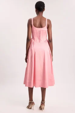 Robe De Bal Longue En Popeline De Coton À Motif Floral Épars Avec Détails De Baleines