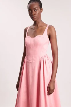 Robe De Bal Longue En Popeline De Coton À Motif Floral Épars Avec Détails De Baleines