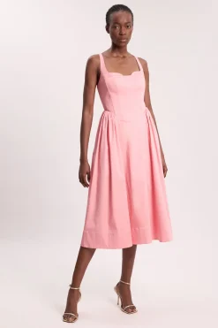 Robe De Bal Longue En Popeline De Coton À Motif Floral Épars Avec Détails De Baleines