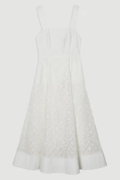 KarenMillen Robe de bal mi-longue tissée à la broderie ajourée<Femme Robes Mi-Longues|Robes Bal De Promo