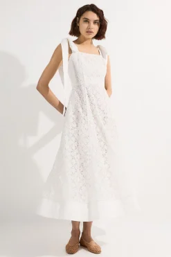 KarenMillen Robe de bal mi-longue tissée à la broderie ajourée<Femme Robes Mi-Longues|Robes Bal De Promo