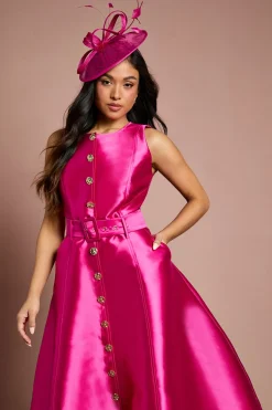 Robe de Bal Petite Boutonnée avec Ceinture